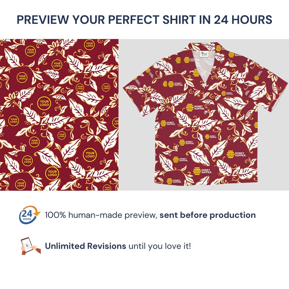Maroon Majesty Aloha Shirt With Custom Logo