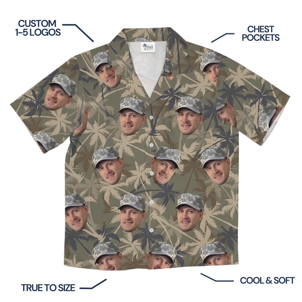Custom Face Soldier Camo Tropical Hawaiian Shirt