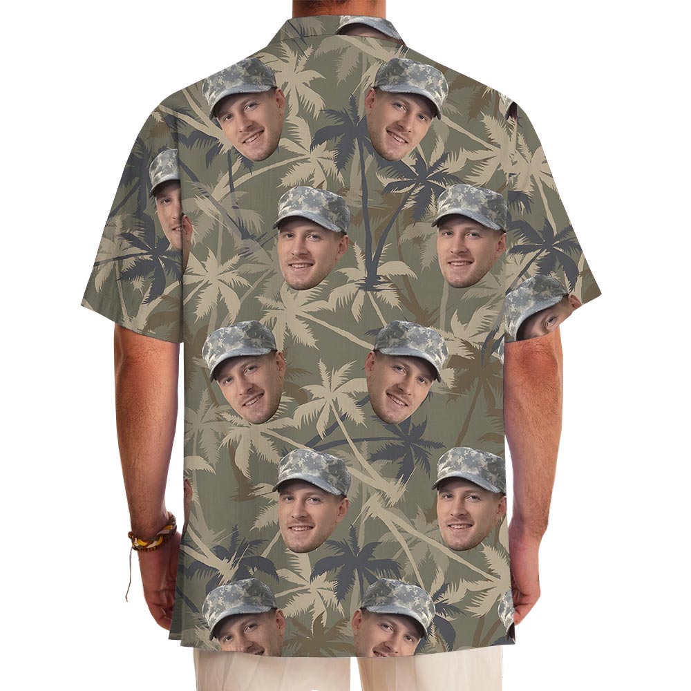 Custom Face Soldier Camo Tropical Hawaiian Shirt
