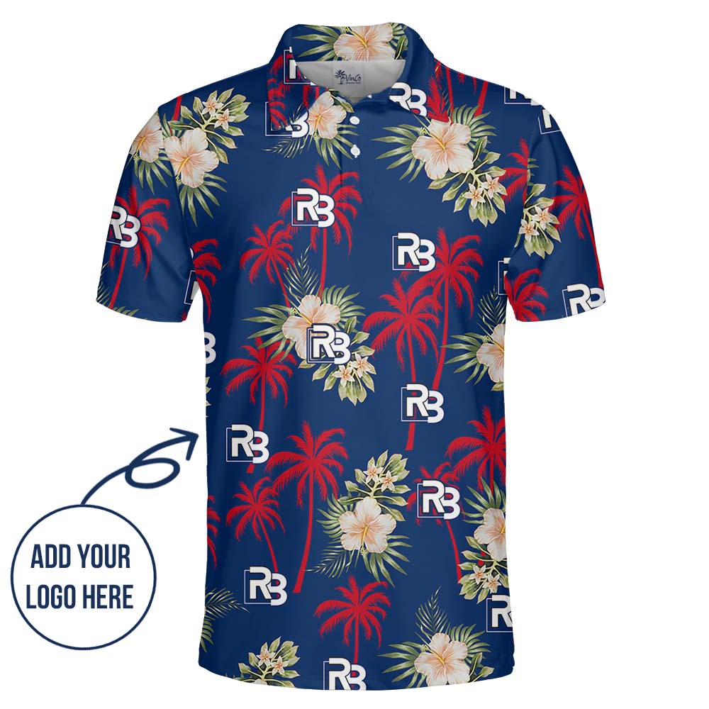 Palm Trees and Hibiscus Custom Polo Shirt For Your Brand