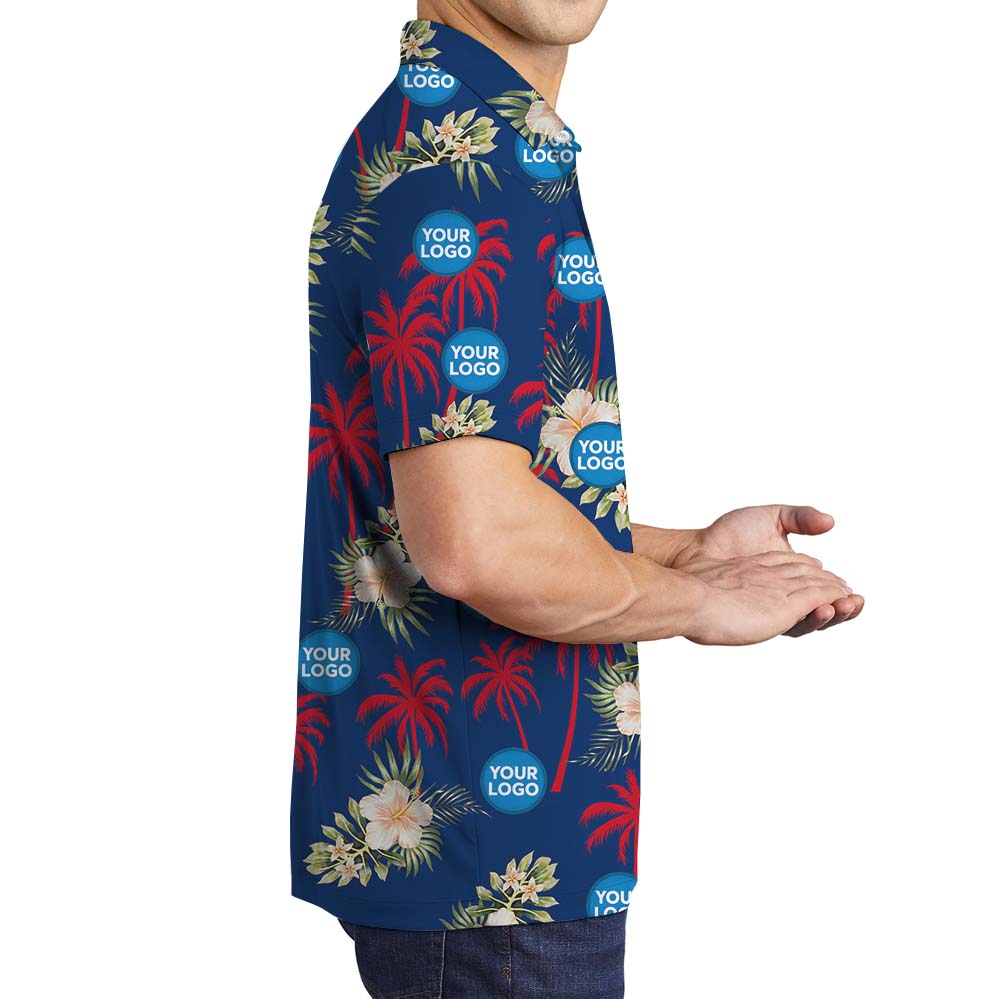 Palm Trees and Hibiscus Custom Polo Shirt For Your Brand
