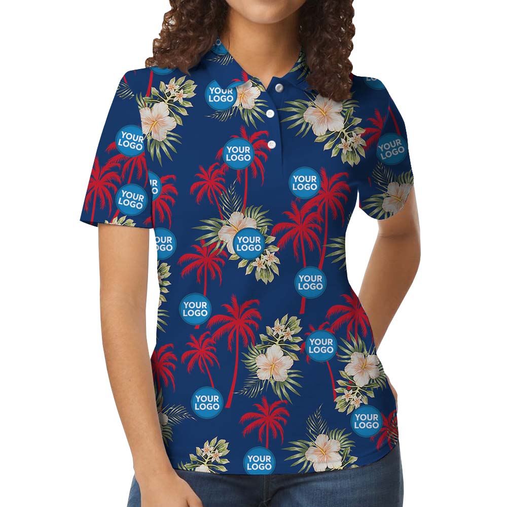 Palm Trees and Hibiscus Custom Polo Shirt For Your Brand