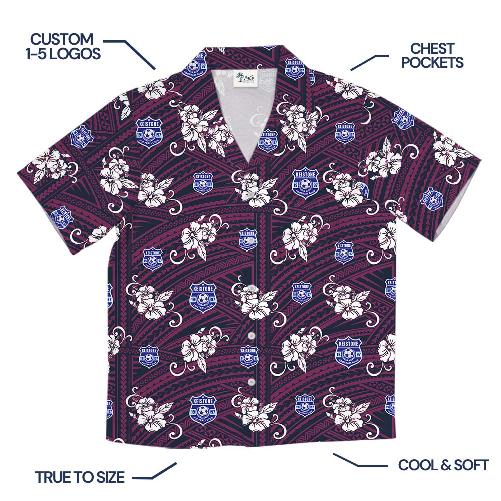 Purple Hibiscus Custom Logo Hawaiian Shirt For Brand
