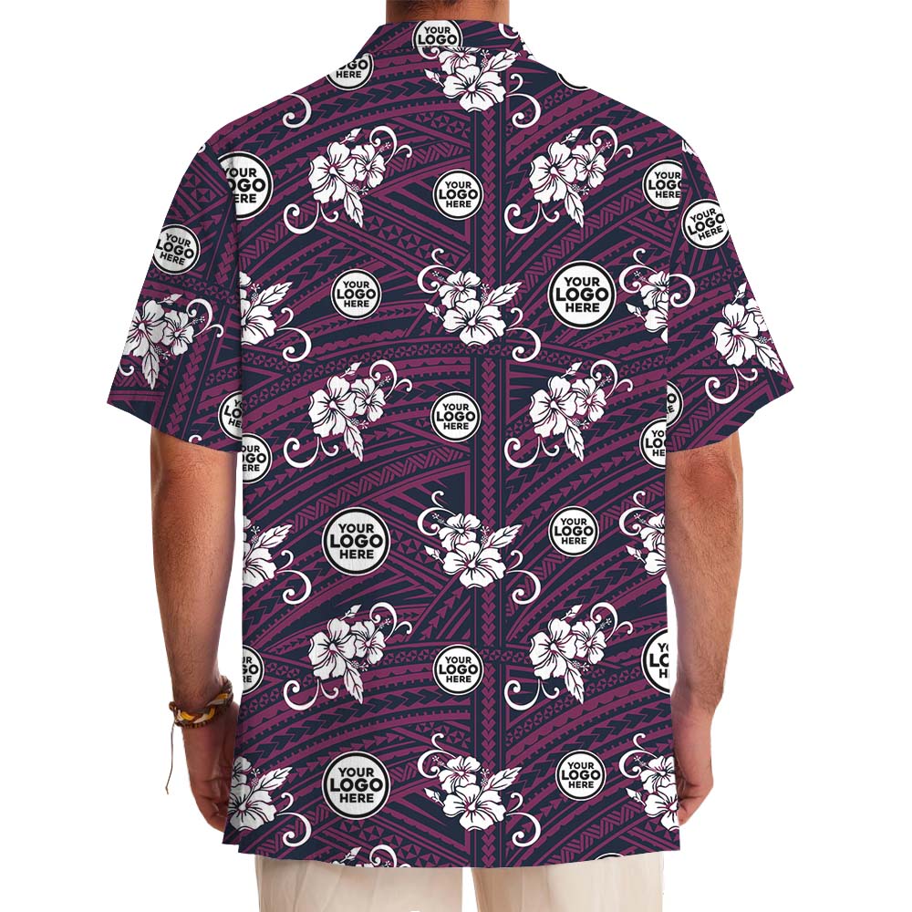 Purple Hibiscus Custom Logo Hawaiian Shirt For Brand