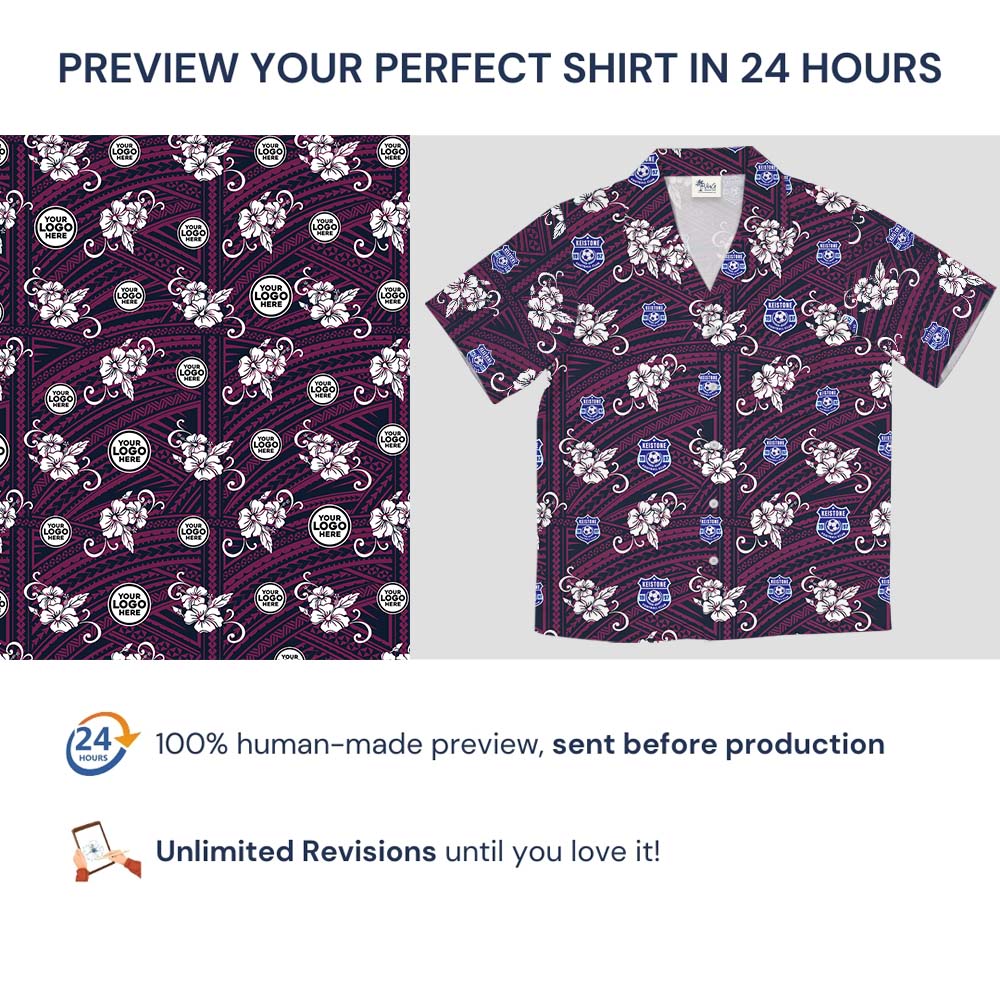 Purple Hibiscus Custom Logo Hawaiian Shirt For Brand