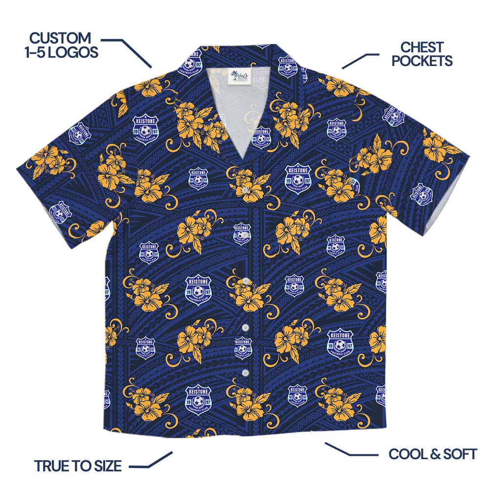 Custom Your Logo Blue And Yellow Hawaiian Shirt