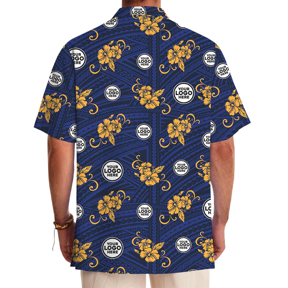 Custom Your Logo Blue And Yellow Hawaiian Shirt