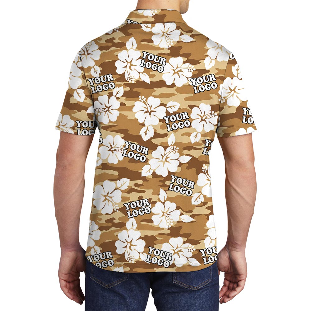 Custom Logo Brown Camouflage Hawaiian Polo For Military Units