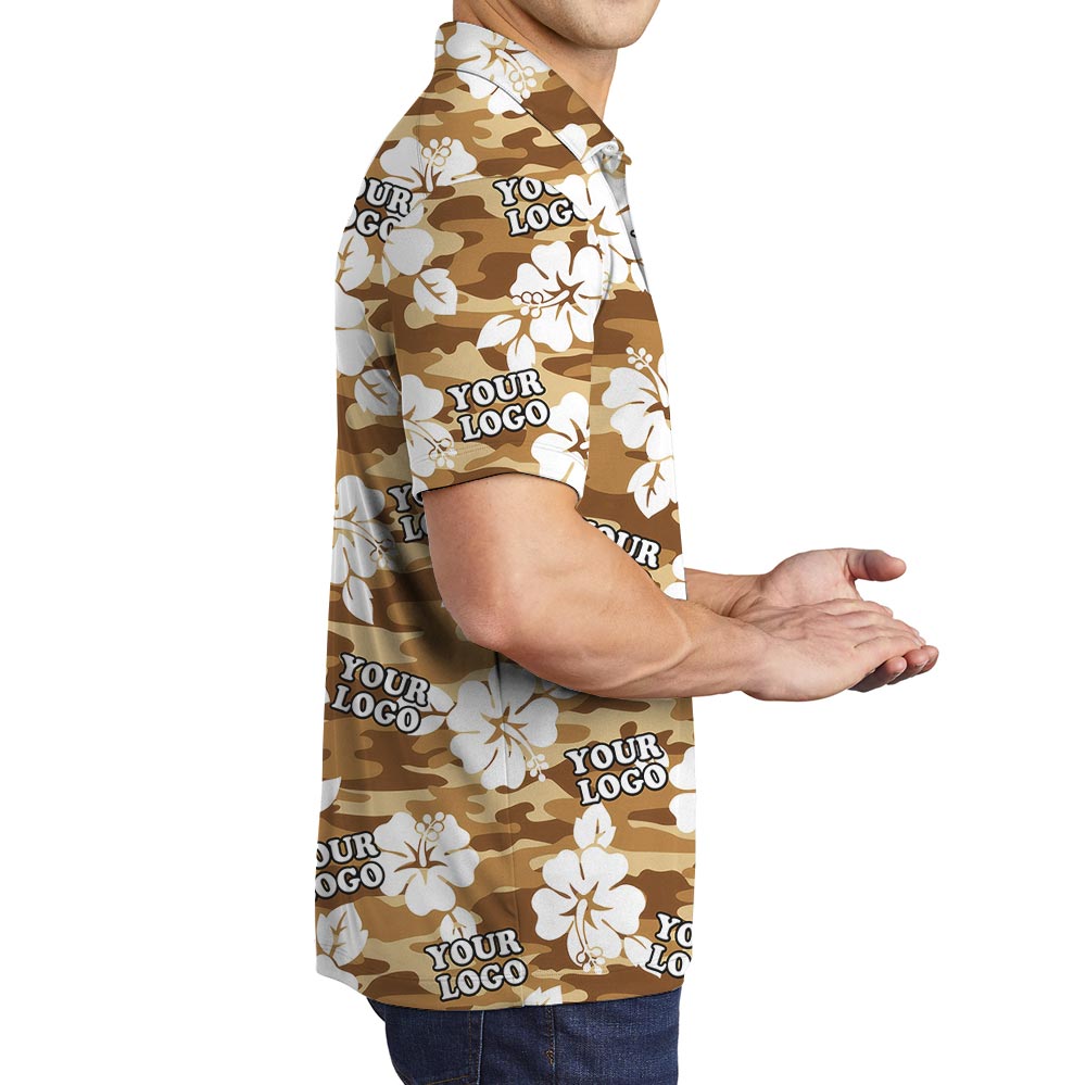Custom Logo Brown Camouflage Hawaiian Polo For Military Units