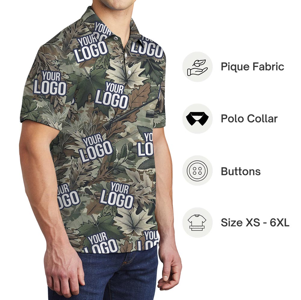 Tropical Tactical Hawaiian Polo Shirt With Custom Military Logo
