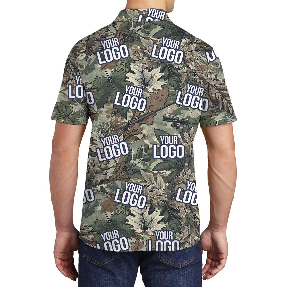 Tropical Tactical Hawaiian Polo Shirt With Custom Military Logo