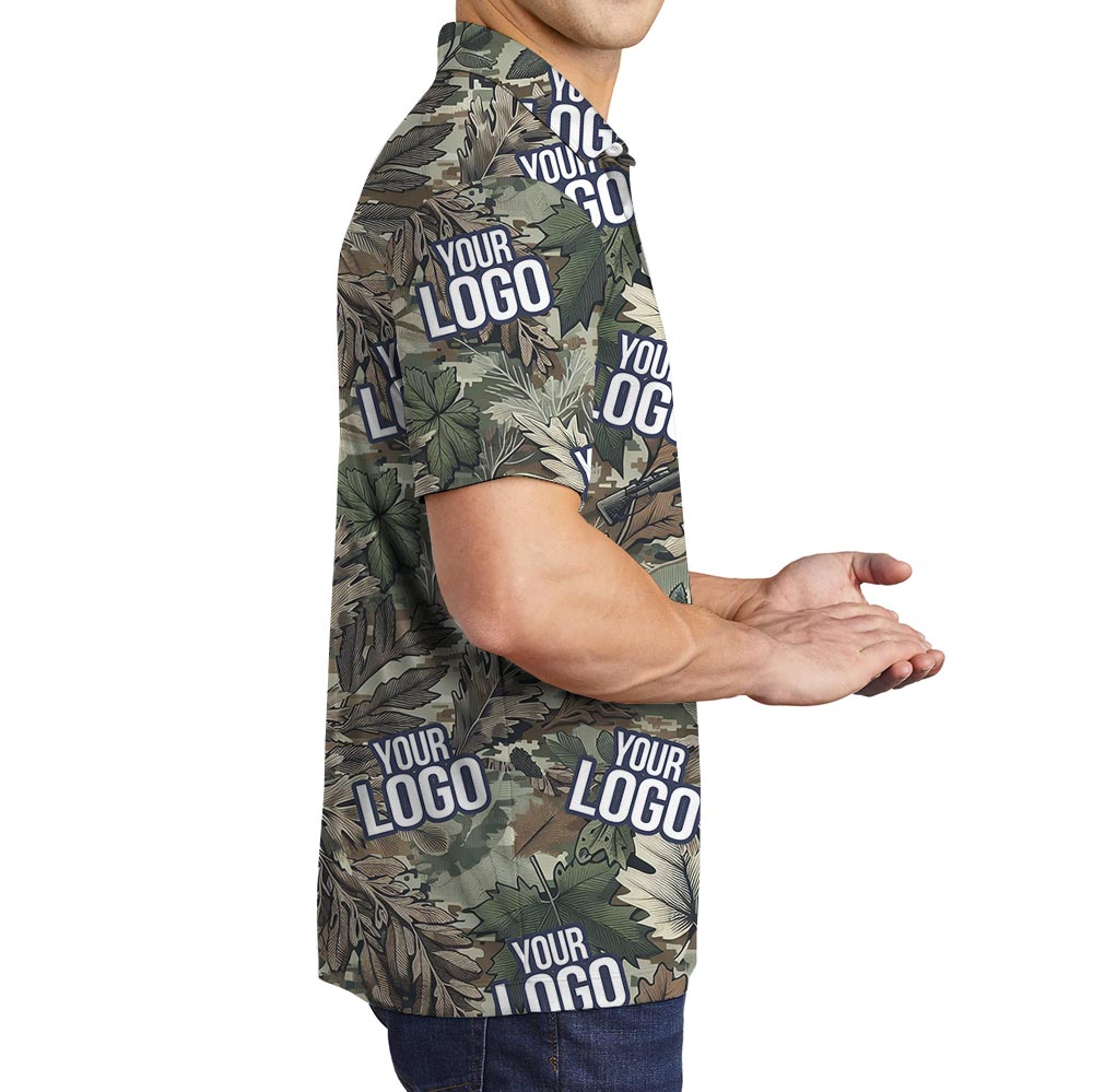 Tropical Tactical Hawaiian Polo Shirt With Custom Military Logo