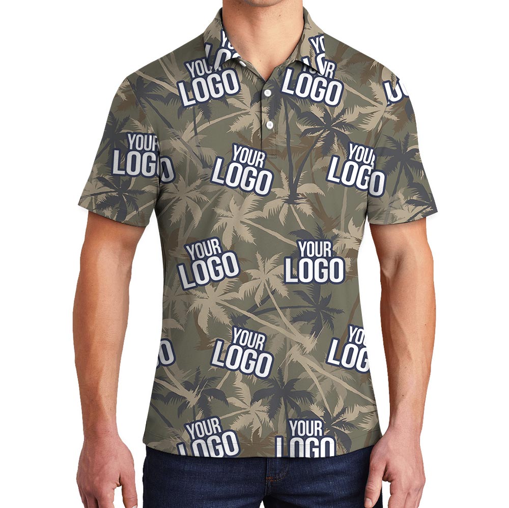 Custom Logo Tropical Palms Camouflage Polo Shirt - variant image 1