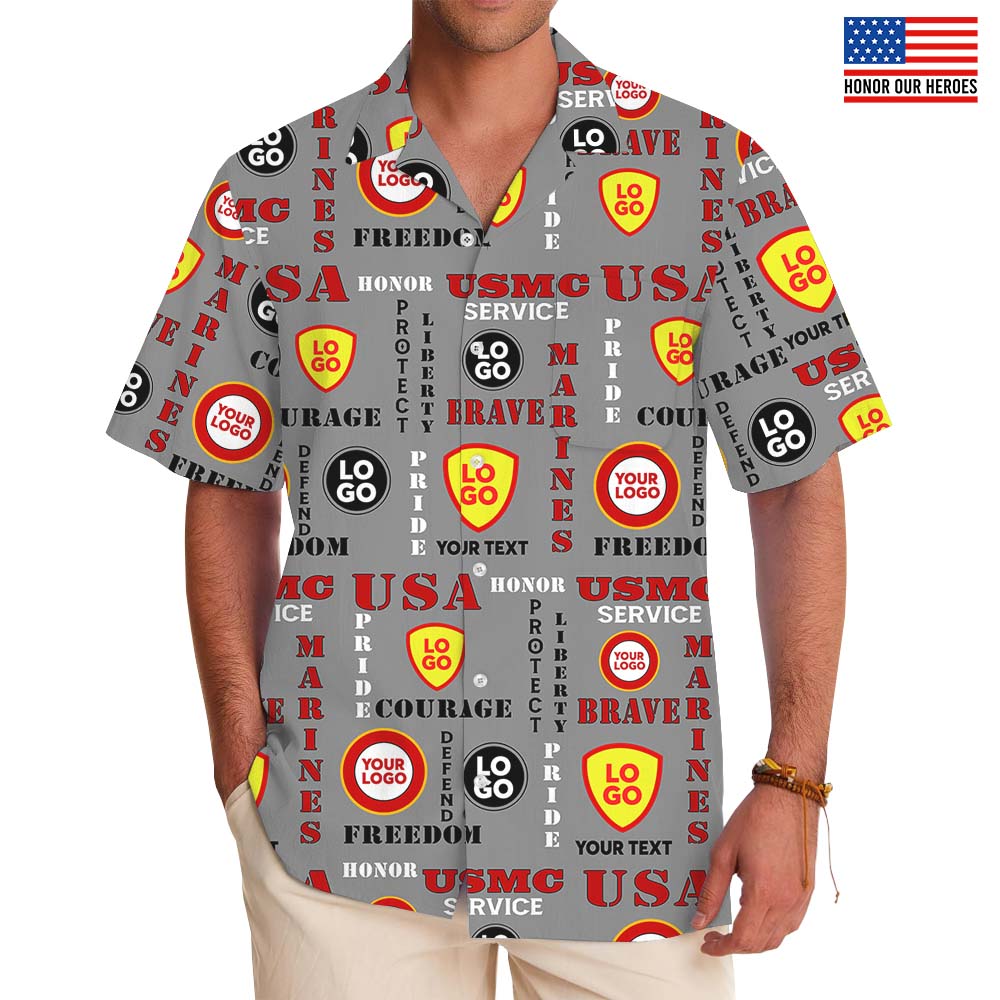 Marine Corps Hawaiian Shirt With Custom Logo - variant image 1
