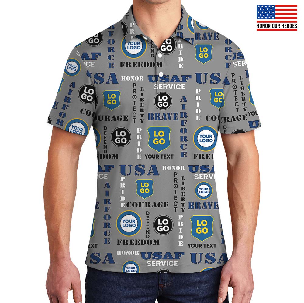 US Air Force Collared Polo Shirt With Custom Logo - variant image 1