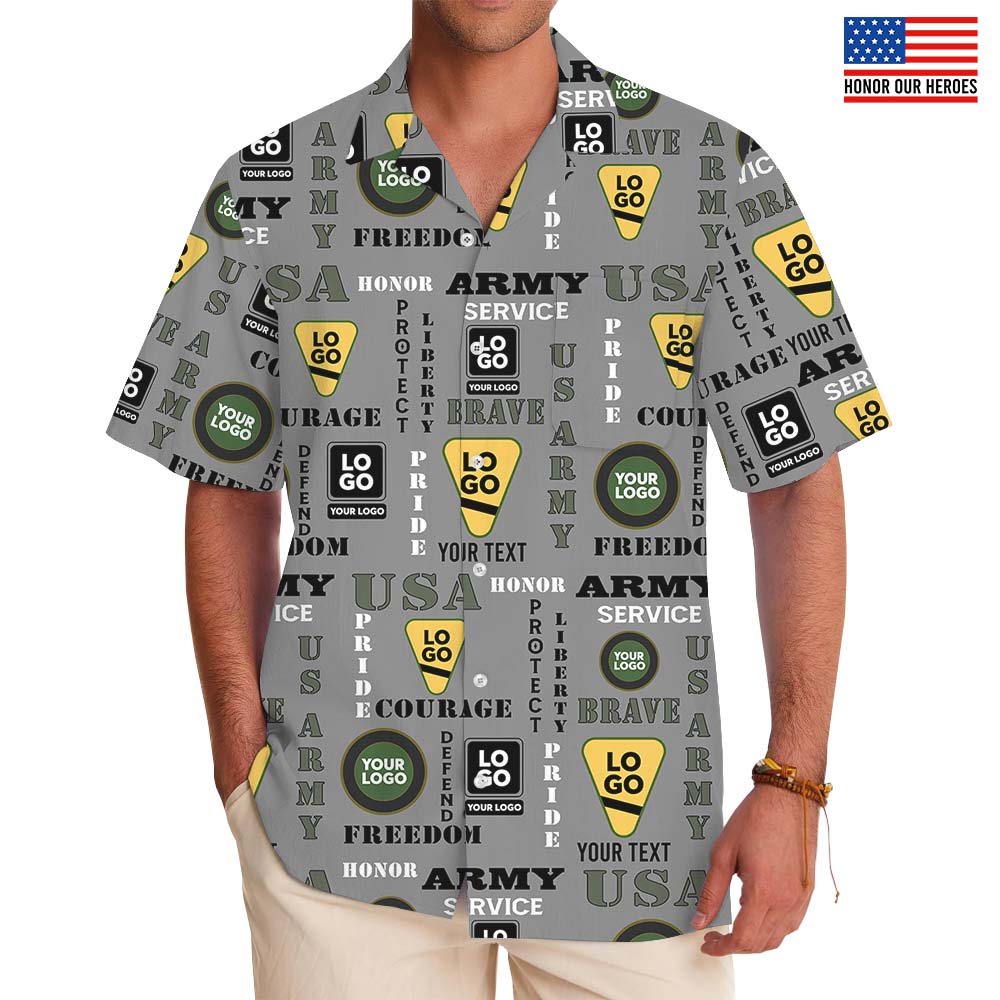 US Army Hawaiian Shirt With Custom Logo - variant image 1