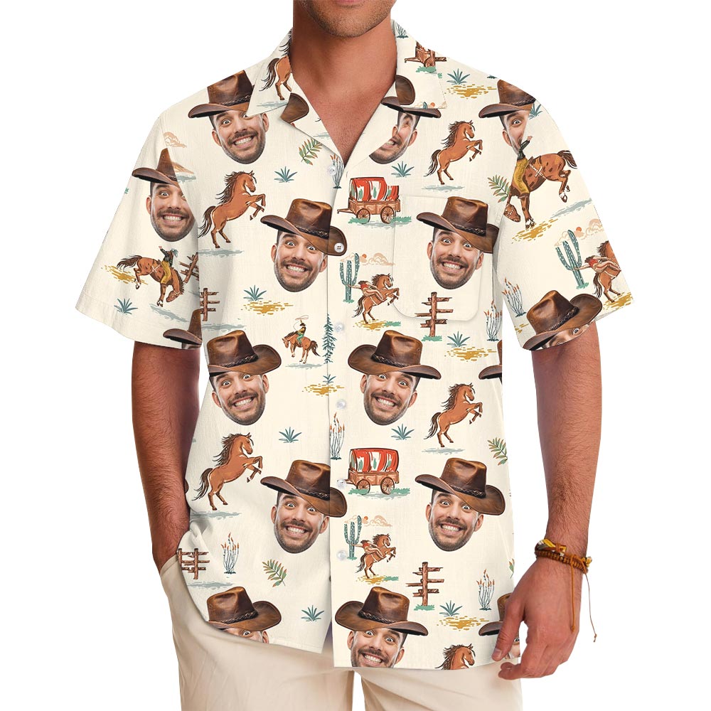 Personalized Cowboy Aloha Shirt With Your Face - variant image 1