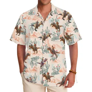 Funny Cowboy Dinosaur Hawaiian Shirt