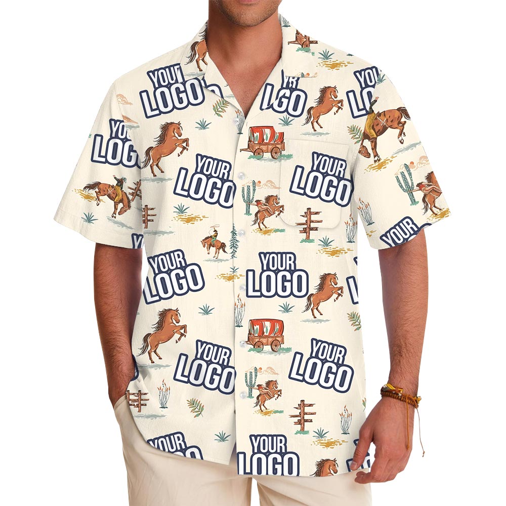 Custom Any Logo Cowboy Desert Hawaiian Shirt - variant image 1