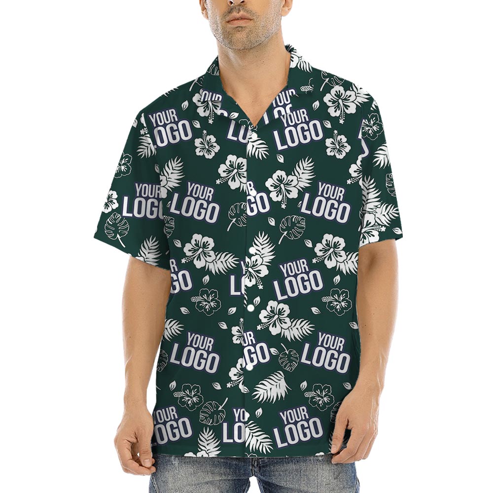Green Custom Logo Tropical Shirt With Pockets - variant image 1
