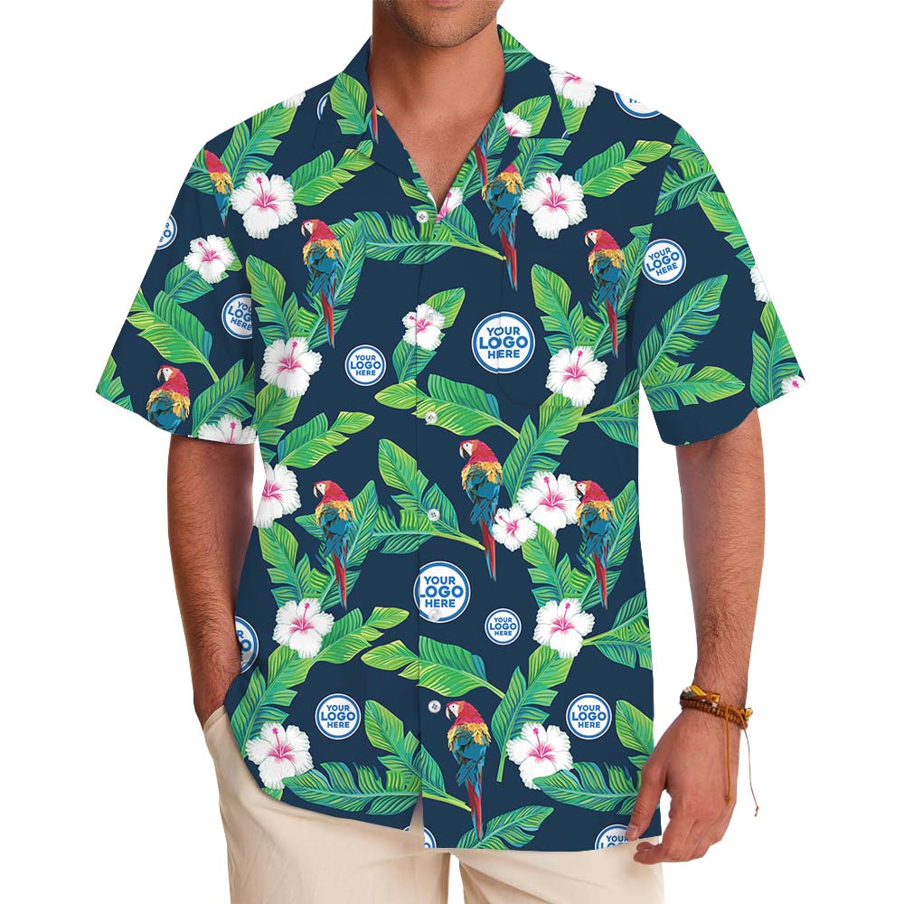 Parrot Palms Button Up Hawaiian Shirts With Logo - variant image 1