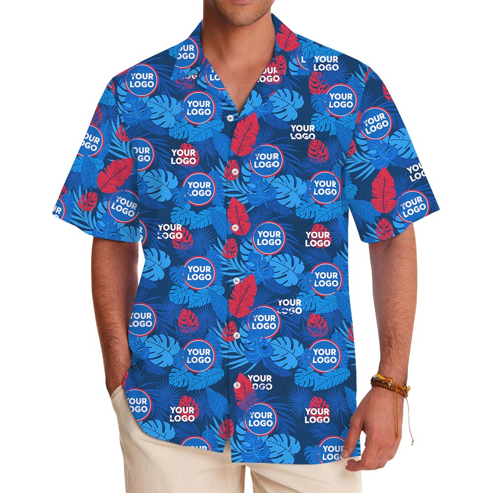 Red And Blue Oasis Aloha Hawaiian Shirt With Custom Logo - variant image 1