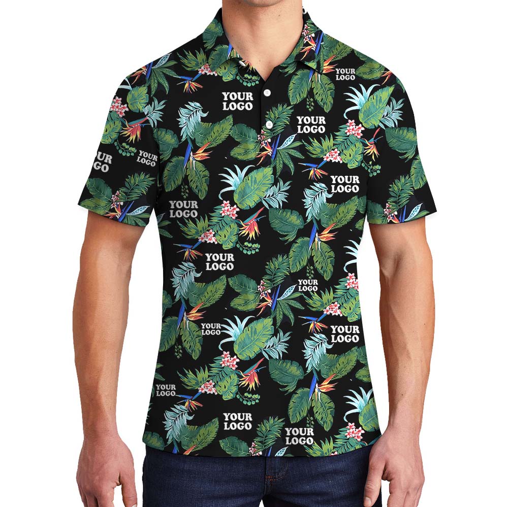 Emerald Oasis Black Collared Polo Shirt With Custom Logo - variant image 1