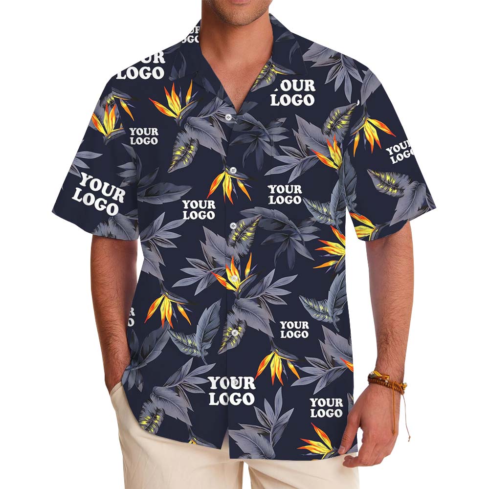 Midnight Bloom Black Hawaiian Shirt With Multiple Logo - variant image 1