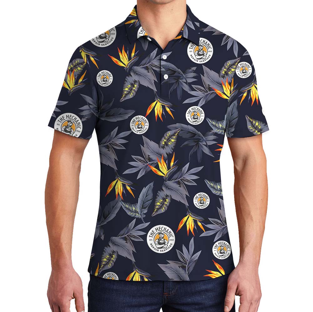 Bird Of Paradise Flowers Company Logo Polo Shirts - variant image 1