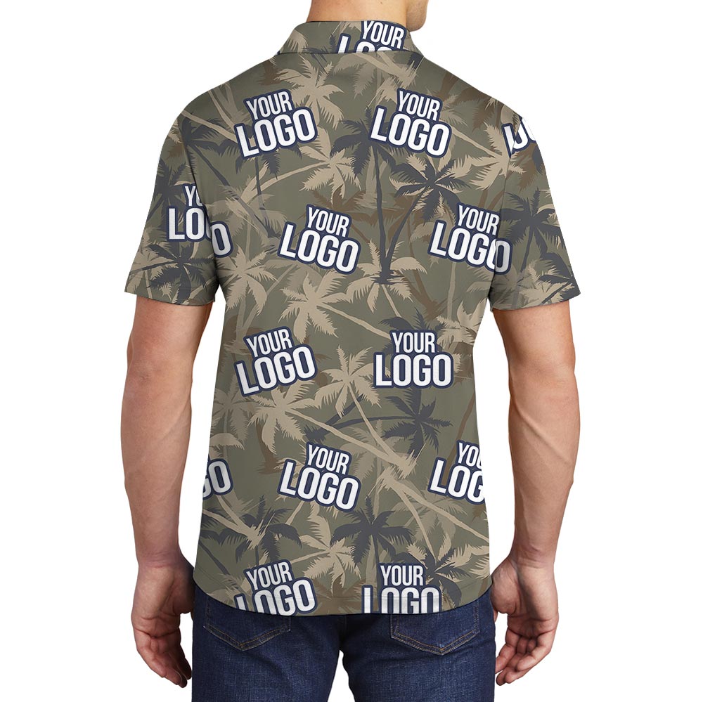 Custom Logo Tropical Palms Camouflage Polo Shirt