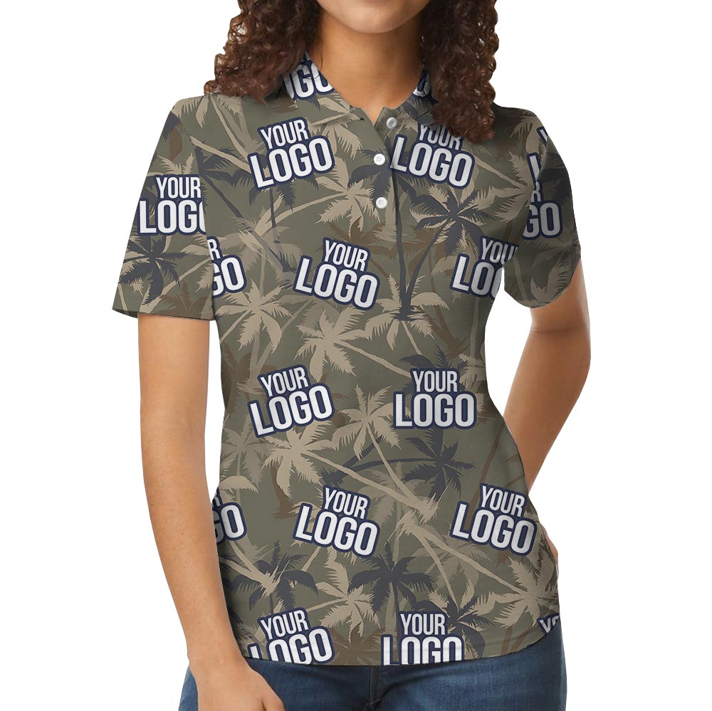 Custom Logo Tropical Palms Camouflage Polo Shirt