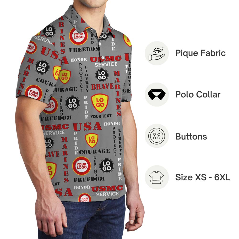 Custom Logo USMC Polo Shirt
