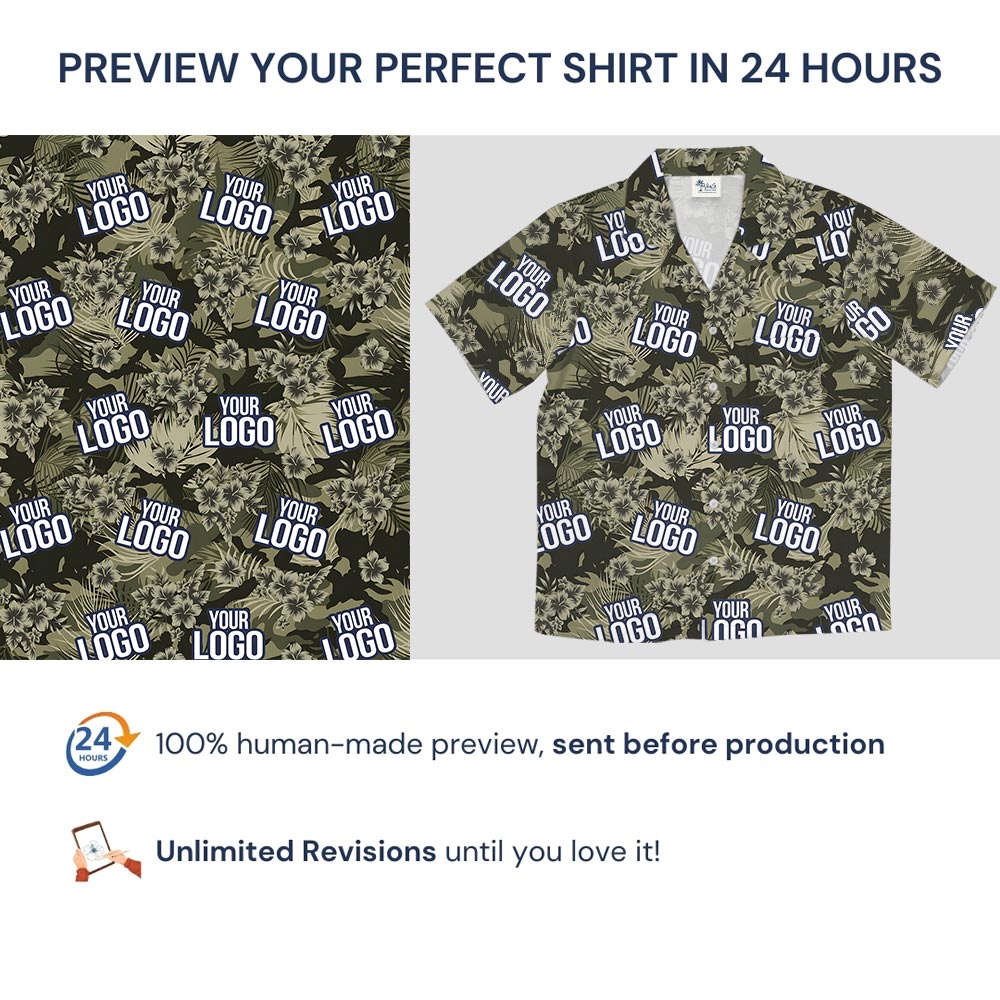 Custom Military Unit Logo Tropical Camo Shirt