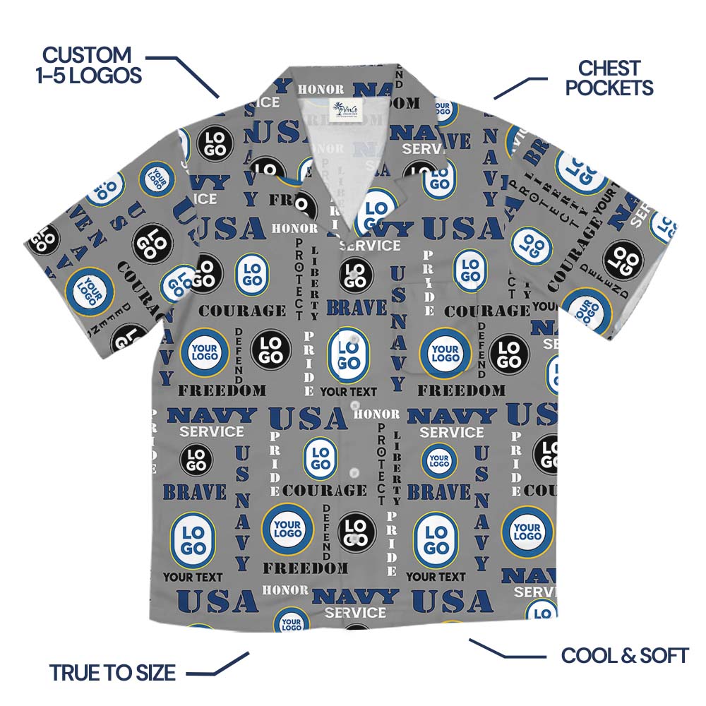 US Navy Military Hawaiian Shirt With Logo
