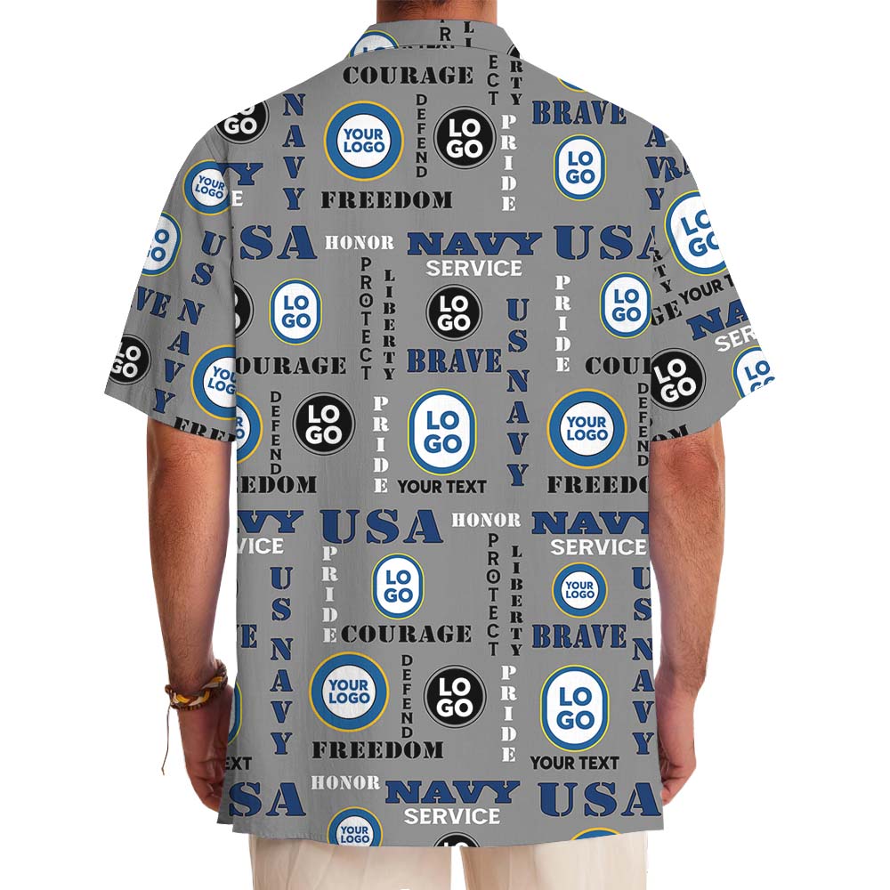 US Navy Military Hawaiian Shirt With Logo