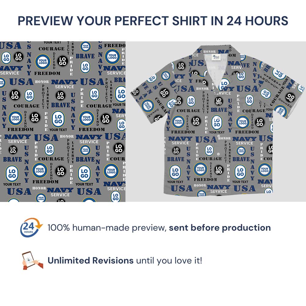 US Navy Military Hawaiian Shirt With Logo