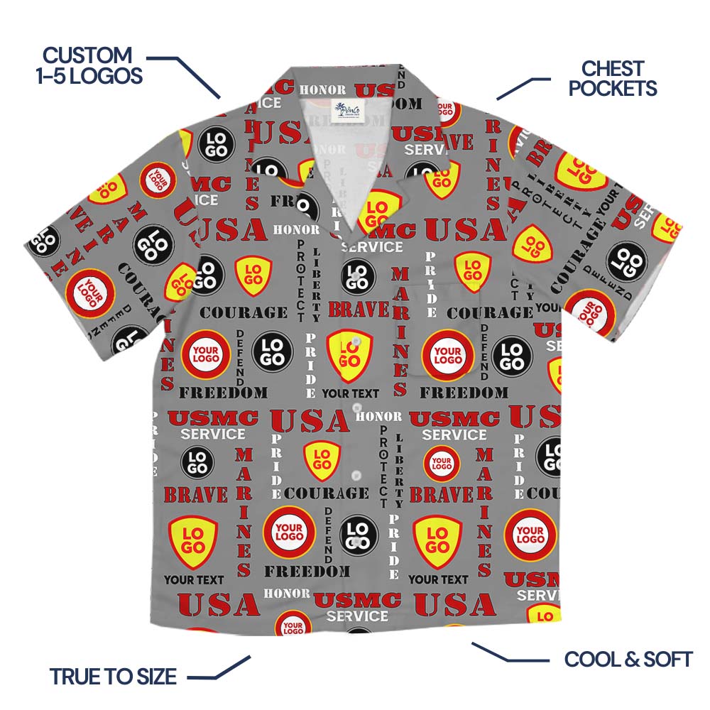Marine Corps Hawaiian Shirt With Custom Logo