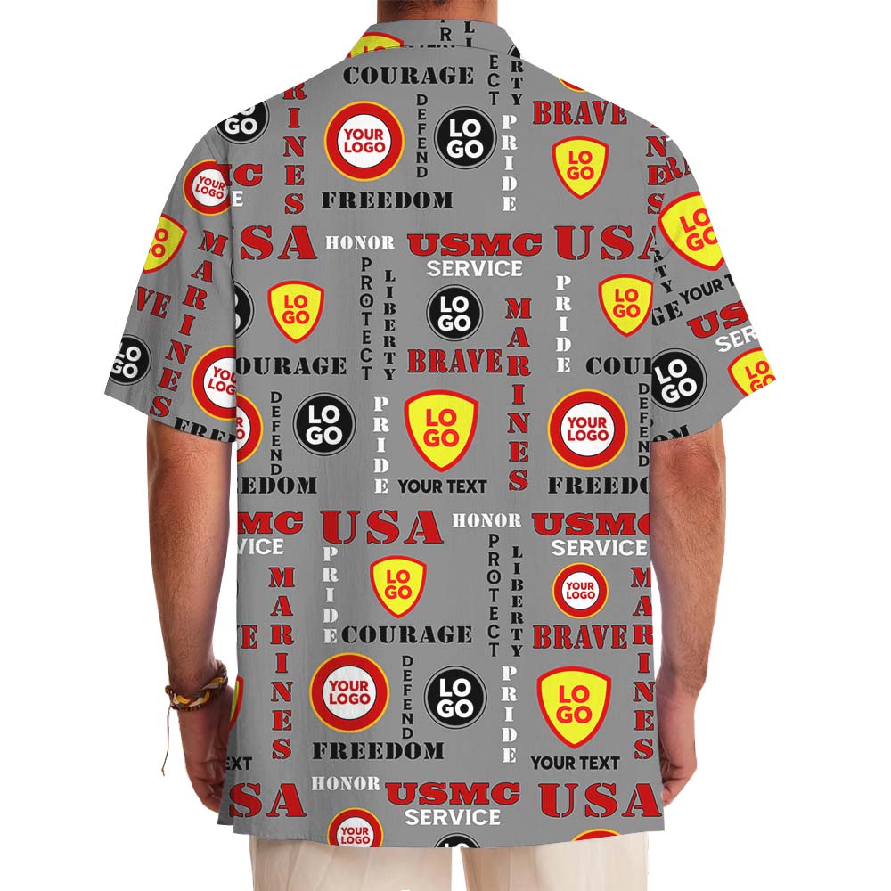 Marine Corps Hawaiian Shirt With Custom Logo
