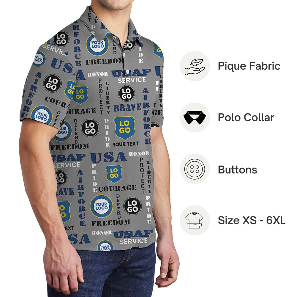 US Air Force Collared Polo Shirt With Custom Logo