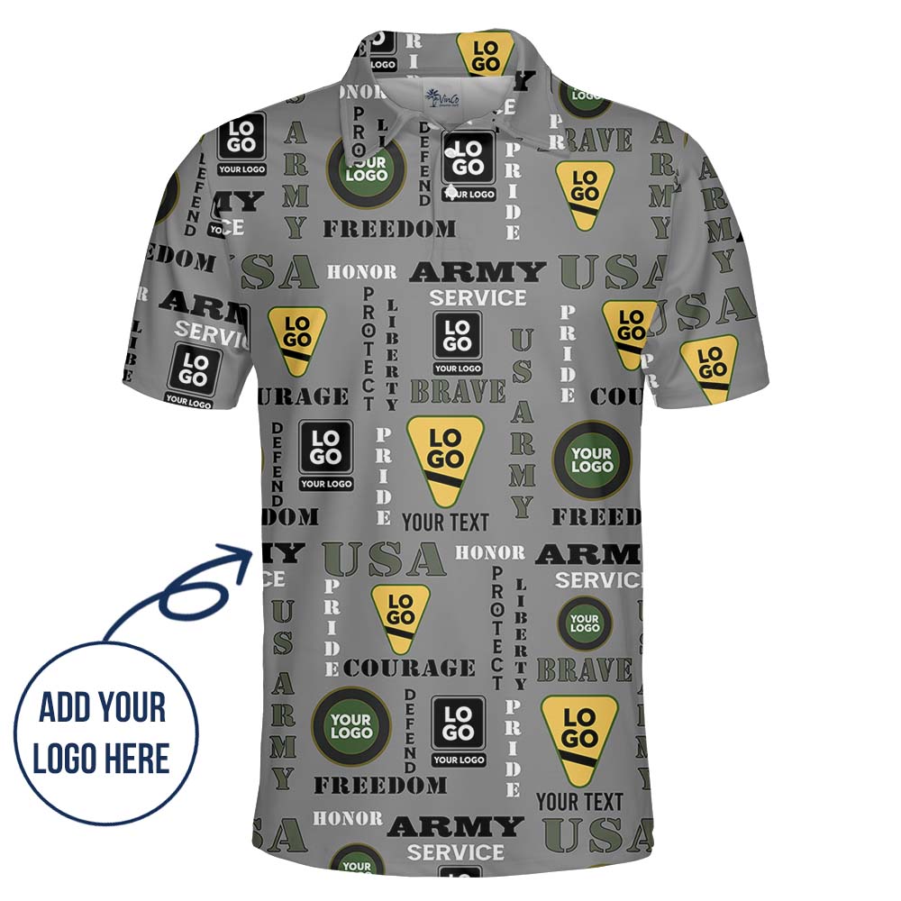 Custom Logo US Army Military Collared Polo Shirt
