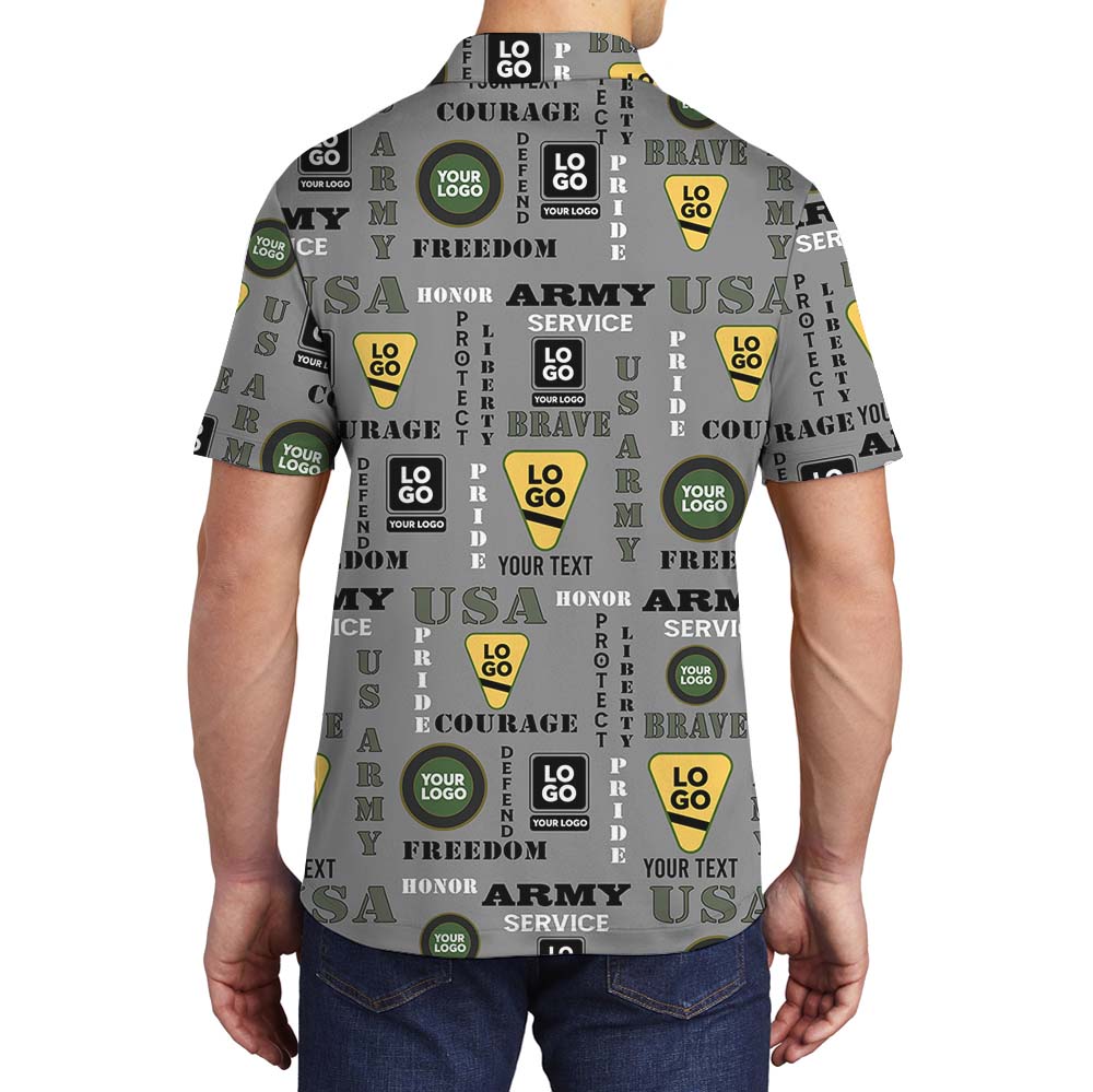 Custom Logo US Army Military Collared Polo Shirt