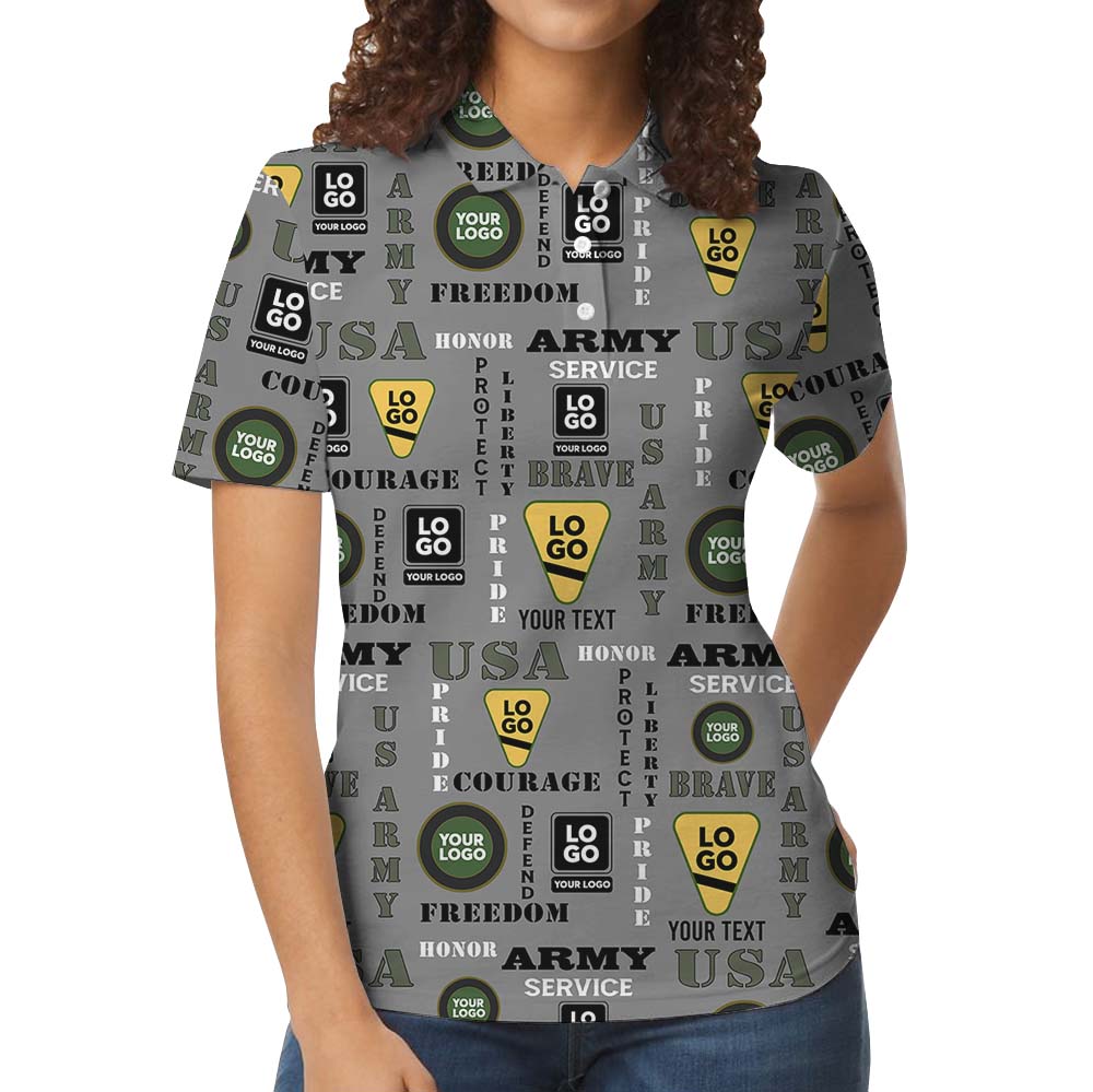 Custom Logo US Army Military Collared Polo Shirt