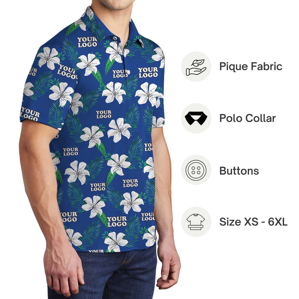 Floral Company Logo Uniform Collared Polo Shirt