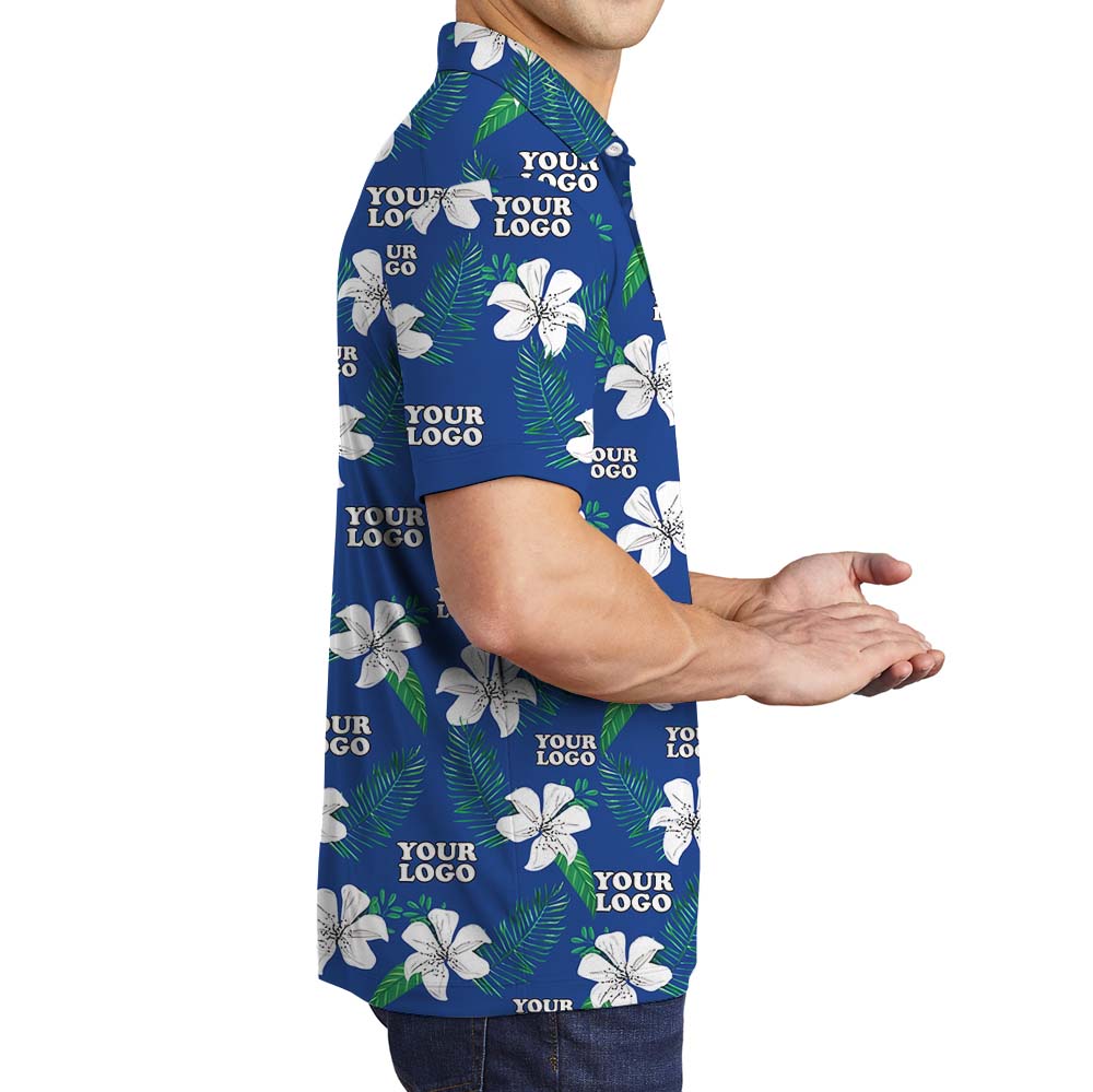 Floral Company Logo Uniform Collared Polo Shirt