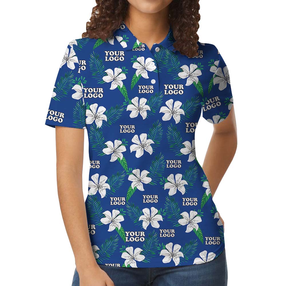 Floral Company Logo Uniform Collared Polo Shirt