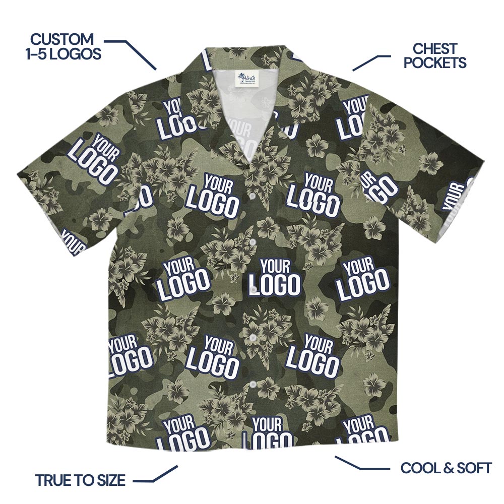 Custom Hibiscus Camouflage Hawaiian Shirt For Military Unit