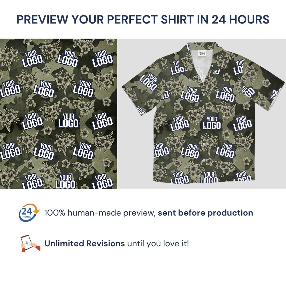 Custom Hibiscus Camouflage Hawaiian Shirt For Military Unit