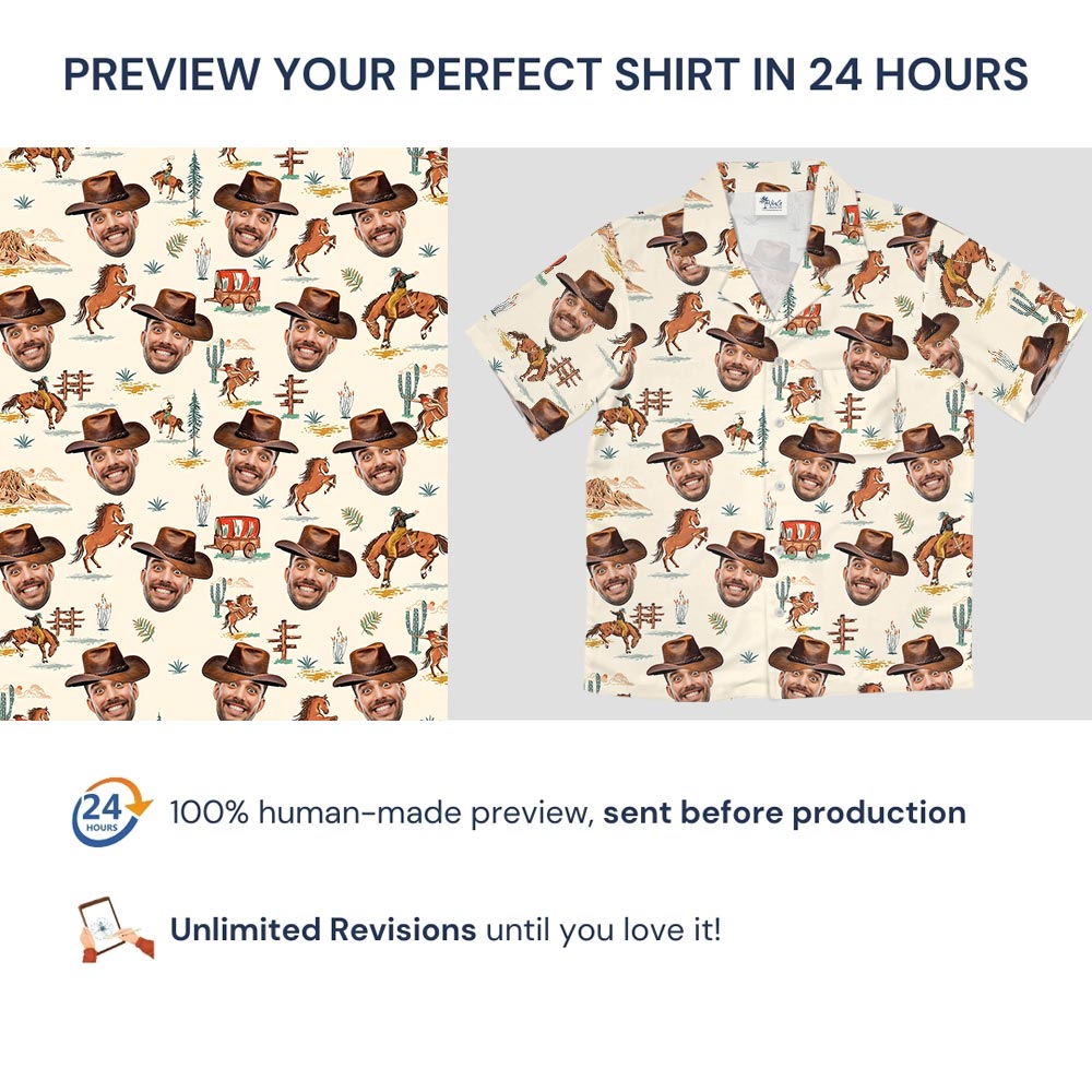 Personalized Cowboy Aloha Shirt With Your Face