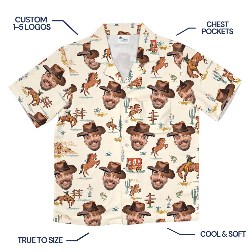 Personalized Cowboy Aloha Shirt With Your Face
