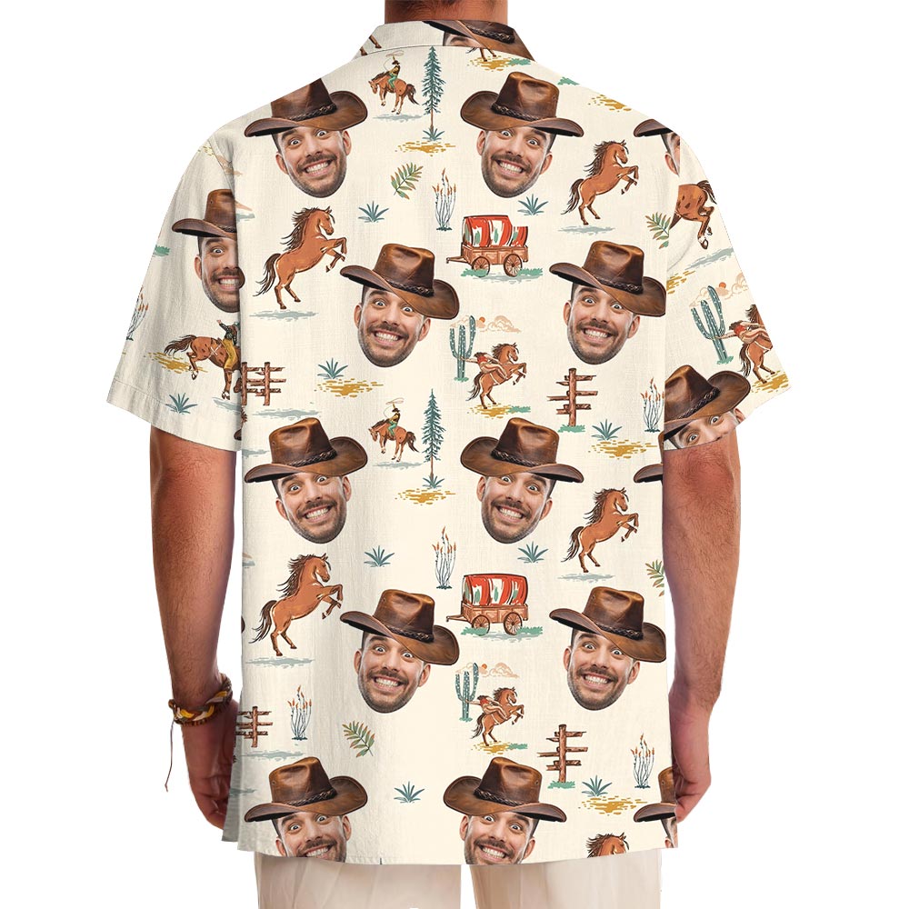 Personalized Cowboy Aloha Shirt With Your Face